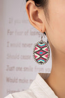 Aztec oval drop earrings with rhinestones Jimmy Lee Leathers Club Vest