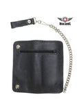 Black Leather Chain Wallet with Zipper Pouch Jimmy Lee Leathers Club Vest