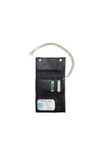 Black Naked Cowhide Leather Heavy Duty Biker Trifold Chain Wallet with Snaps Jimmy Lee Leathers Club Vest