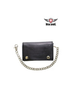 Black Naked Cowhide Leather Heavy Duty Biker Trifold Chain Wallet with Snaps Jimmy Lee Leathers Club Vest