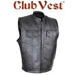 Club Vest Defender by Jimmy Lee Dual Outside Access CCW MC Vest in Naked Cowhide Jimmy Lee Leathers Club Vest