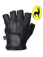 Gel Palm Riding Fingerless Deer Skin Gloves Full Panel Jimmy Lee Leathers Club Vest