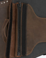 Genuine Vintage Brown Naked Leather Concealed Carry Saddlebag with Braid Jimmy Lee Leathers Club Vest