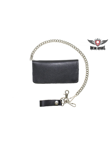 Heavy Duty Black Leather Chain Wallet Jimmy Lee Leathers Club Vest