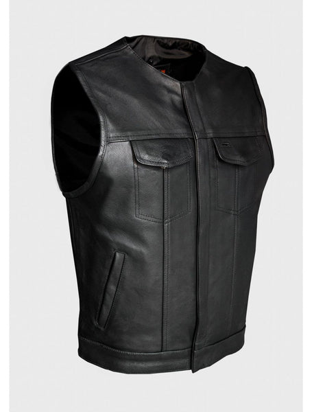 Jimmy Lee's Men's Gun Pocket Motorcycle Club Vest w/ 2 front pockets Single Panel Back Jimmy Lee Leathers Club Vest