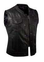 Ladies Motorcycle Leather CLUB VEST Premium Cowhide Purple Thread, Purple Paisley Lining By JLL Jimmy Lee Leathers Club Vest