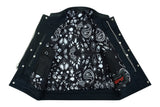 MEN’S PAISLEY BLACK LEATHER MOTORCYCLE VEST WITH WHITE STITCHING Jimmy Lee Leathers Club Vest