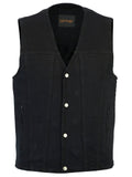 MEN'S SINGLE BACK PANEL CONCEALED CARRY DENIM VEST Jimmy Lee Leathers Club Vest