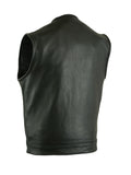 MILLED COWHIDE, WITHOUT COLLAR & HIDDEN ZIPPER MOTORCYCLE VEST Jimmy Lee Leathers Club Vest