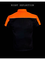 Mechanic Shirt with Reflector on Back Straight Bottom Orange & Black Jimmy Lee Leathers Club Vest