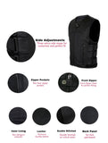 Men's Black Bullet Proof Style Leather Vest with Straps on Side By Jimmy Lee Leathers Jimmy Lee Leathers Club Vest