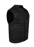 Mens Black Denim Twill Club Vest with Gun Pockets by Jimmy Lee Leathers Jimmy Lee Leathers Club Vest