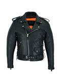 Mens Classic Style Motorcycle Jacket Side Laces Premium Cowhide Leather by Jimmy Lee Jimmy Lee Leathers Club Vest
