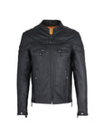 Mens Leather Motorcycle Racer Jacket Premium Cowhide Leather Zipper Front Jimmy Lee Leathers Club Vest
