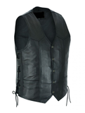 Mens Leather Motorcycle Vest w/ Side Laces, Front & Inside Pockets by Jimmy Lee Jimmy Lee Leathers Club Vest