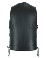 Mens Leather Motorcycle Vest w/ Side Laces, Front & Inside Pockets by Jimmy Lee Jimmy Lee Leathers Club Vest