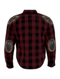 Mens Plaid Cotton Flannel Shirt Vented Removable shoulder and elbow pads Jimmy Lee Leathers Club Vest