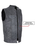 Mens Premium Battle Grey Leather Vest Black Liner w/ Zipper & Snaps by Jimmy Lee Jimmy Lee Leathers Club Vest