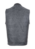 Mens Premium Battle Grey Leather Vest Black Liner w/ Zipper & Snaps by Jimmy Lee Jimmy Lee Leathers Club Vest