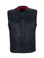 Mens Red Liner Premium Leather Club Vest No-Collar by Jimmy Lee Leathers Jimmy Lee Leathers Club Vest