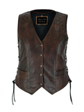 Premium Cowhide Brown Vest with Diamond Design by Jimmy Lee Leathers Jimmy Lee Leathers Club Vest