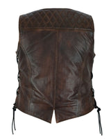 Premium Cowhide Brown Vest with Diamond Design by Jimmy Lee Leathers Jimmy Lee Leathers Club Vest