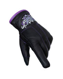 Purple & Siver Butterfly in a White Graphic Embroidered Leather Gloves Jimmy Lee Leathers Club Vest