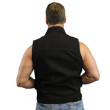 SNAP ZIPPER FRONT DENIM COLLARED VEST BLACK Jimmy Lee Leathers Club Vest