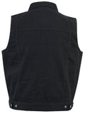SNAP ZIPPER FRONT DENIM COLLARED VEST BLACK Jimmy Lee Leathers Club Vest