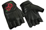 WOMEN’S EMBROIDERED FINGERLESS GLOVE Jimmy Lee Leathers Club Vest