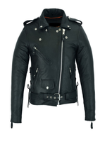 Women Classic Leather Motorcycle Jacket CCW Side Laces by Jimmy Lee Jimmy Lee Leathers Club Vest