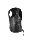 Women's Naked Cowhide Black w/ Pink Stitching Motorcycle Leather vest by Jimmy Lee Leathers Jimmy Lee Leathers Club Vest